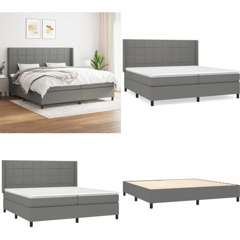 Boxspringbett mit Matratze Dunkelgrau 200x200 cm Stoff - Boxspringbett - Doppelbett - Bettenrahmen - Schlafraum - Liegekomfort - Home & Living (1/5)