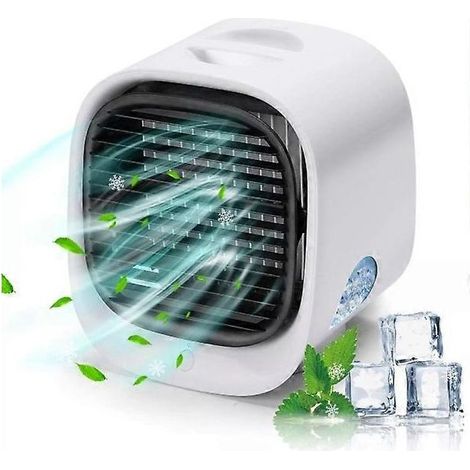 Mini-Klimaanlage mit Ventilator und Luftbefeuchter, USB-Anschluss, modernes Weiß, leise, tragbar für Zuhause und Büro - KZQ (1/4)