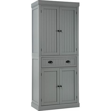 COSTWAY Wood Tall Storage Cabinet 2 Doors Display Organizer Freestanding Pantry Cupboard (1/5)