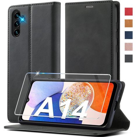 Coque portefeuille en cuir pour Samsung Galaxy A14 5G/4G avec béquille et fermeture magnétique (1/5)