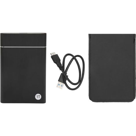 Disque dur externe portable ultra fin 2,5 pouces 1TB, interface USB 3.0 jusqu'à 5 Gbps, pour PC et ordinateur portable, couleur noire. (1/5)