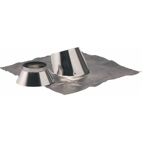 TEN – Solin de toit inox 5° à 30° – Collet D130/180mm – Bavette plomb 800x800mm – Étanchéité renforcée pour conduits double paroi isolés (1/2)