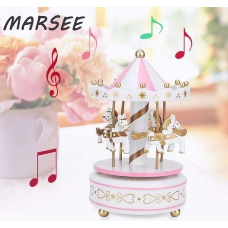 Boîte à Musique - - Manège - Rose - Pour Enfant - Décoration de Noël et Mariage (1/4)