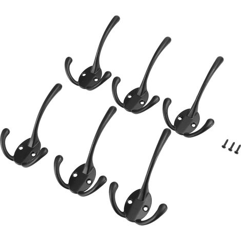 Lot de 6 grands crochets robustes à trois branches pour suspension, avec 12 vis. Crochets rustiques doubles multifonctionnels rétro. (1/5)