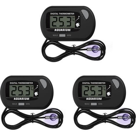 (3 pièces) Thermomètre numérique LCD pour aquarium avec ventouses et sonde étanche (1/5)