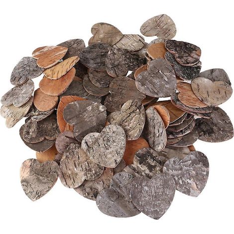 160 pièces de copeaux de bois en forme de cœur imitation écorce de bouleau, ornements rustiques en bois, décoration de table, mariage, baby shower, anniversaire, livre d'or, panneau, cartes de vœux, i (1/5)