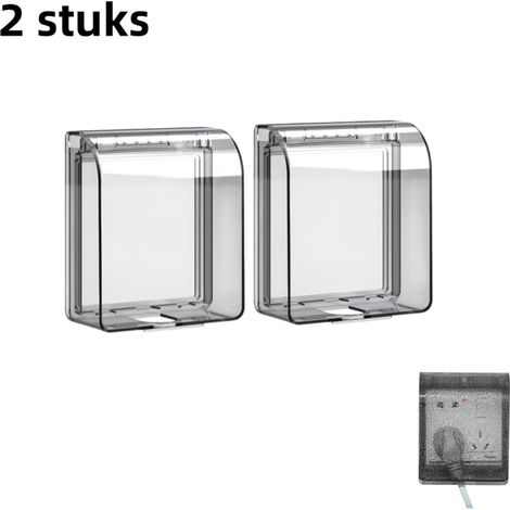 Lot de 2 boîtiers étanches pour prises électriques avec couvercle de protection autocollant pour interrupteurs et prises couleur noir transparent (1/5)