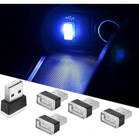 Kit d'éclairage d'ambiance intérieur miniature à LED bleues pour voiture (5 pièces), alimentation 5V. (1/5)