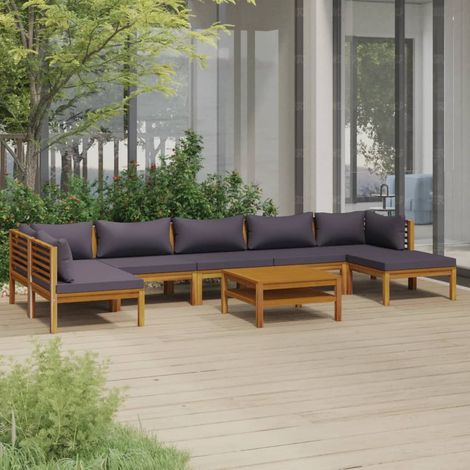 FIMEI Salon de jardin 8 pcs avec coussin Bois d'acacia solide (1/5)