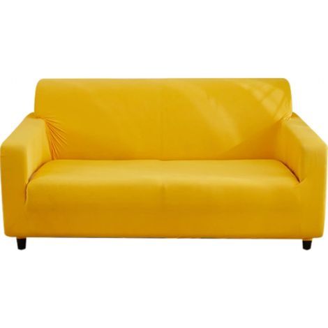 Gelber 2-Sitzer-Sofabezug 150–185 cm, dehnbar, elegant weich, universell, rutschfest, waschbar (1/5)