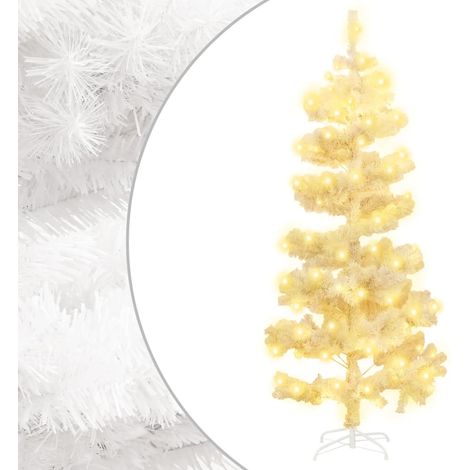 Spiral-Weihnachtsbaum mit Beleuchtung und Ständer Weiß 150 cm