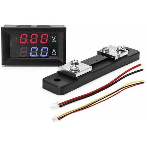 Amperometro e voltmetro digitale a LED, CC 0-100V 0-50A, con shunt esterno da 50A, pannello multimetro con 2 fili (1/5)