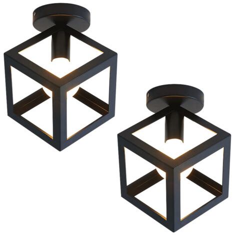 royaluxe- (2X)Lampe De Plafond En Forme De Cube Luminaire Plafonnier Moderne Plafonnier Rétro Vintage Noir (1/5)