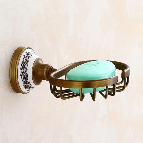 Seifenschale für die Dusche, Seifenschale aus antikem Messing, Seifenhalter für die Dusche, goldene Wandseifenschale