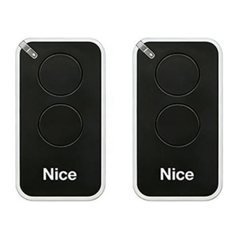 Lot de 2 télécommandes pour Nice INTI2B 433.92MHz, 2 canaux, pour systèmes d'automatisation de portails et de garages, noir