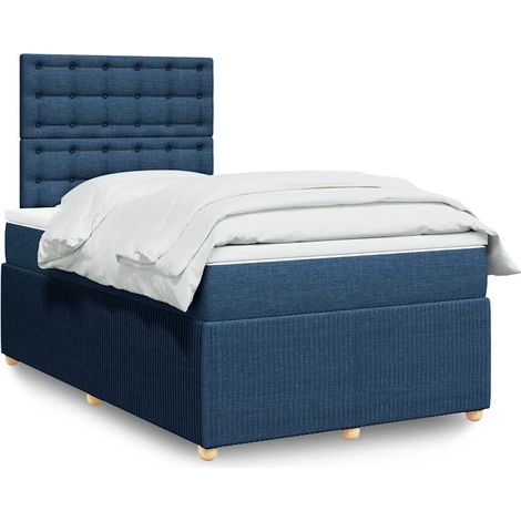 Boxspringbett mit Matratze Blau 120x200 cm Stoff