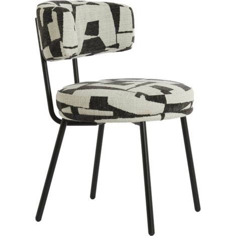 Esszimmerstuhl Creme Schwarz matt Metallgestell Light & Living