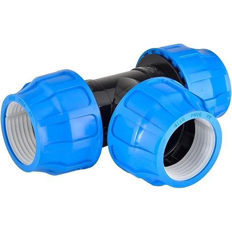 RP - Té égal PE pour tuyaux d'eau et d'arrosage Fitting polyéthylène haute pression Joints sûrs pour jardin, potager et agriculture (40 mm) (1/4)