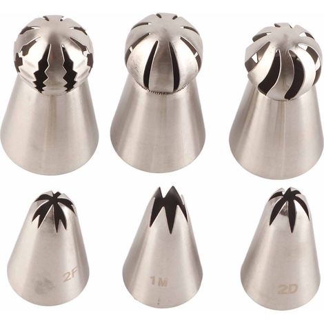Ensemble de 6 douilles à pâtisserie en acier inoxydable pour décorer gâteaux et cupcakes. (1/5)