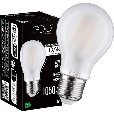 Ampoule à filament DARI LED 5W 1050lm E27 4000K neutre A60 Classe A EDO Solutions (1/5)