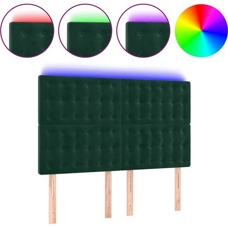 Maison Exclusive - Cabecero con luces LED terciopelo verde oscuro (1/5)