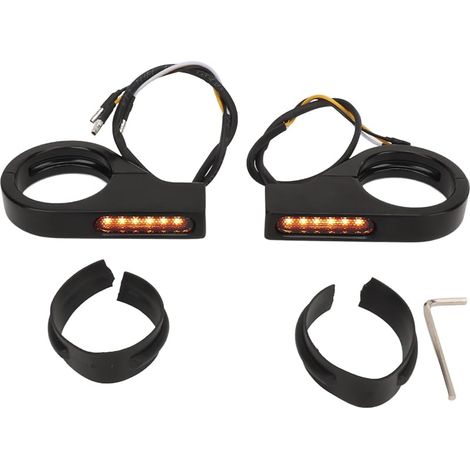 LED-Blinker für die Vorderradgabel, Gabelrohrklemme, Blinker, Kontrollleuchten, Frontblinker mit Tagfahrlicht 39 bis 41 mm (SCHWARZ) (1/5)