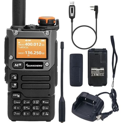 UVK5(8) AM/FM/DTMF Walkie Talkie 200 Kanäle Typ-C-Aufladung, Dreifrequenzempfang, mit USB-Programmierkabel