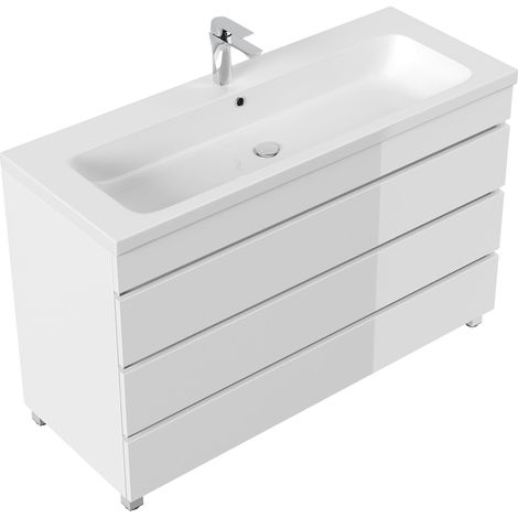 Stand Badmöbel Via 120 SoftClose weiss hochglanz mit 3 grifflosen Schubladen (1/5)