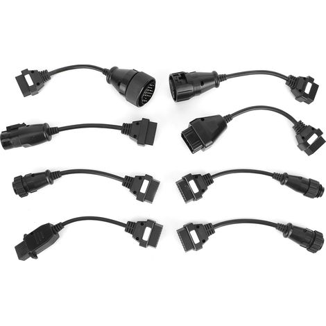 Câbles d'extension de connecteur OBD2 pour camion, outil de Diagnostic automatique, ensemble complet noir DC 12V, 8 pièces