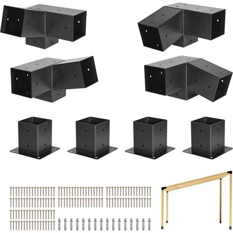 Ancrage Sécurisé Toit Incliné Kit Supports Pergola 8 Pièces Poteaux 92x92 mm Extérieur (1/5)