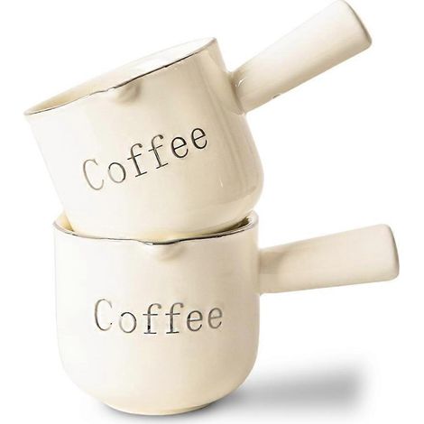Espresso tasses, céramique tasse doseuse, 90 ml tasse avec poignée, s tasse avec v forme bouche, pichet pour espresso (1/5)