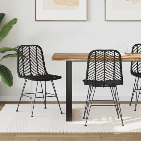 Esszimmerstuhl 2 pcs Schwarz 44 x 47 x 85 cm Rattan und Eisen