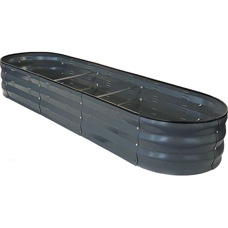 Large Metal Oval Raised Vegetable Bed in Dark Grey (170cm) (1/5)