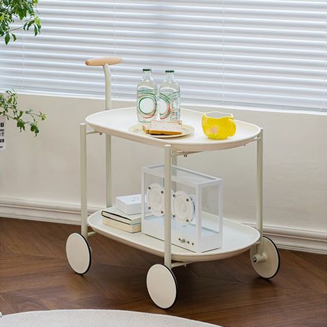 Chariot de rangement à roulettes avec poignée, table d'appoint amovible pour canapé, salon ou chambre, blanc (1/5)