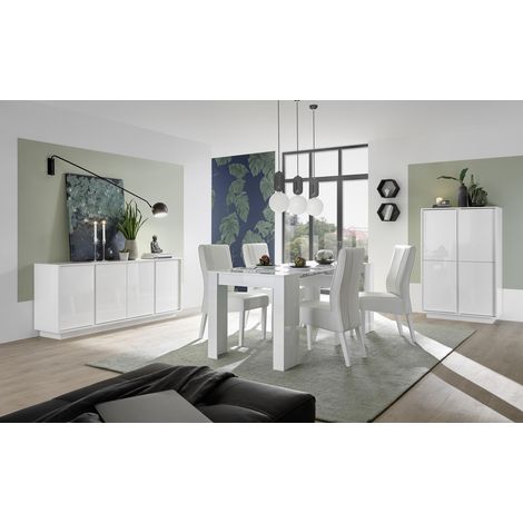 Salle à manger complète laquée blanche brillante Iceland (1/5)