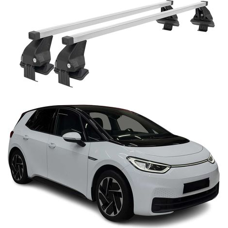 OMAC Dachträger Querträger Stahl für VW ID.3 2020-2026 – Abschließbar – City-Crash-getestet – DIN 75302:2020 – ISO/PAS 11154:2006 – Max. 50 kg Silber