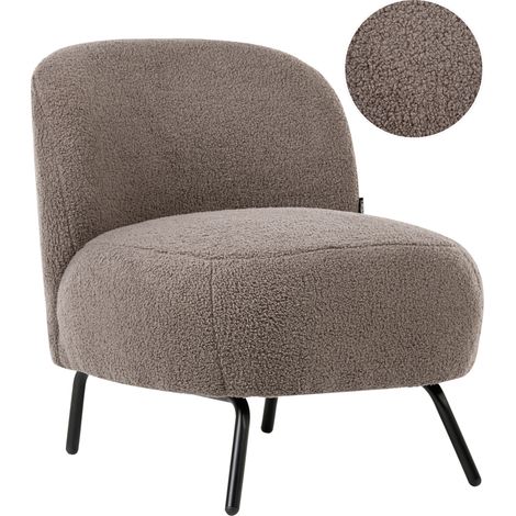 Sillón de bouclé sin reposabrazos de estilo retro para sala de estar silla decorativa gris pardo Kumla