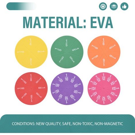 1 Set farbenfroher, kreisförmiger Bruchrechenspielzeuge aus EVA für die Montessori-Kindergartenpädagogik und das frühe Lernen.