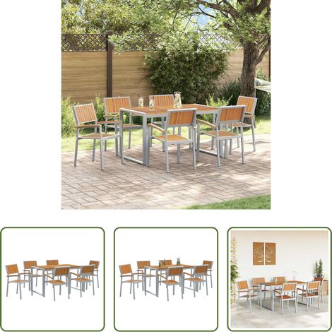Gartentisch - Garten Essgruppe 7 pcs Grau Massivholz Akazie (1/5)
