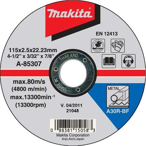 Makita A-85307 115mm X 2.5 X 22.23mm Cut Off Wheel for Metal