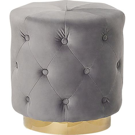 Pouf in velluto grigio 40x41 cm Carrollton