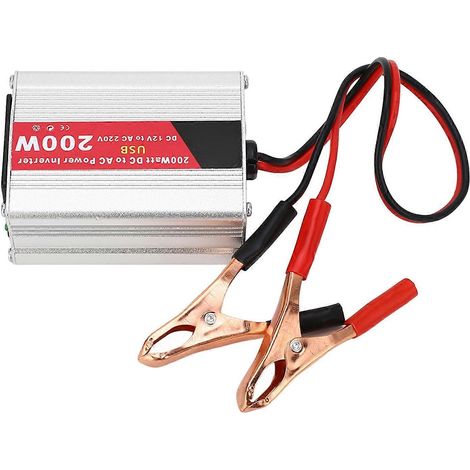 200-W-Wechselrichter (12 V DC auf 220 V AC) mit Sicherheitsschutz, Kfz-Konverter mit USB-Anschlüssen für Laptop und Tablet