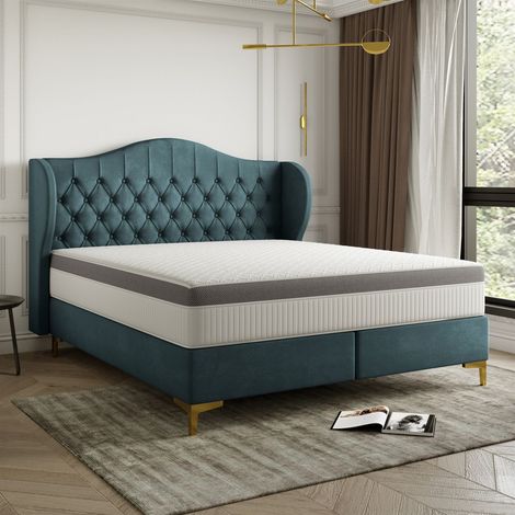 Polsterbett Doppelbett PELAGIO Stoff Whisper Saphire 160x200cm inkl. Matratze (1/5)