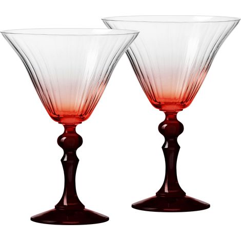 Verres à Martini Lot de 2, 170 ml, Pied Rouge, Collection Bubble (1/5)