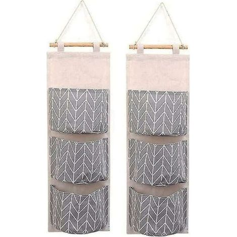 Online Store - 2 packs imperméables à l’eau Sacs de rangement suspendus muraux avec 3 poches (gris) (1/2)