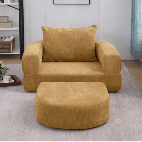Divano letto pieghevole 1 posto con braccioli rimovibili, giallo DESVIAE (1/5)