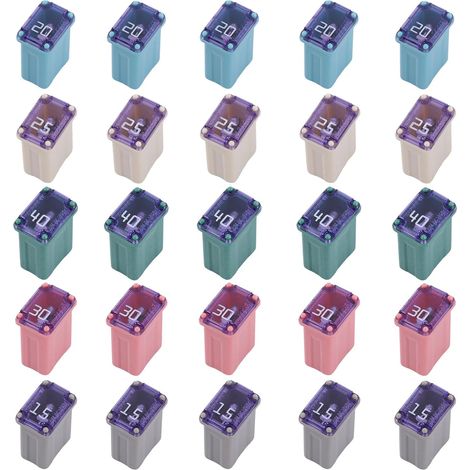 25pcs Lot Fusibles Boîtier Miniatures Automobiles, Kits Fusibles Micro-Cartouche Portables Colorés Fusible FMM à Action Lente pour Voitures SUV et Camions (15A, 20A, 25A, 30A, 40A) (1/5)