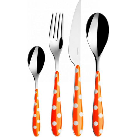 Set posate 24 pezzi in scatola Gallery Pois Arancio Tinta unita Bugatti