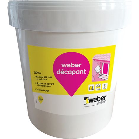 Weber Saint-Gobain Décapant de façade 20L, pour consolider les pierres et les enduits minéraux, Weber Décapant