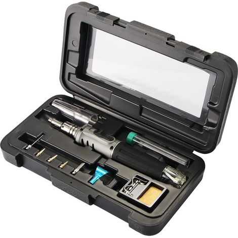 Soldador de butano - Kit de soldador de gas 10 en 1, profesional, de encendido automático, multiusos, para soldar modelos y reparar placas PCB. (1/5)